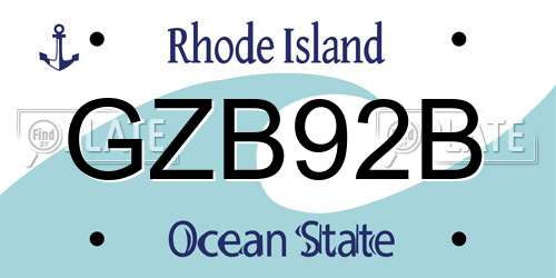 GZB92B Rhode Island License Plate