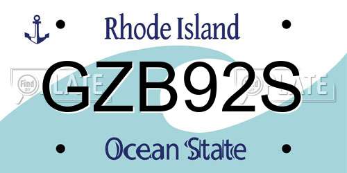 GZB92S Rhode Island License Plate