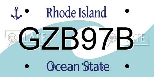 GZB97B Rhode Island License Plate