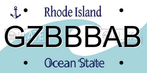 GZBBBAB Rhode Island License Plate