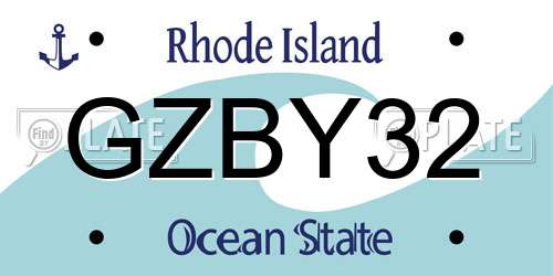 GZBY32 Rhode Island License Plate