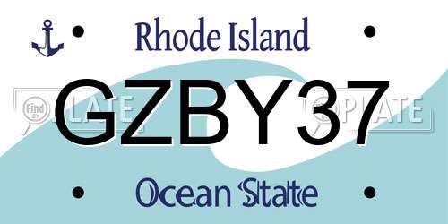 GZBY37 Rhode Island License Plate