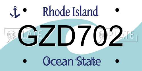 GZD702 Rhode Island License Plate