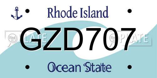 GZD707 Rhode Island License Plate
