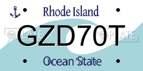 GZD70T Rhode Island License Plate