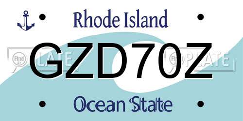 GZD70Z Rhode Island License Plate