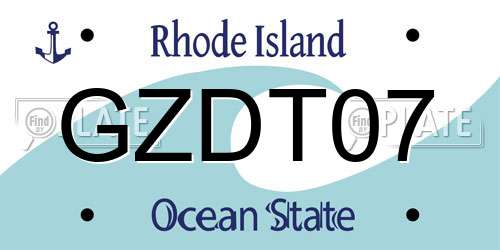 GZDT07 Rhode Island License Plate