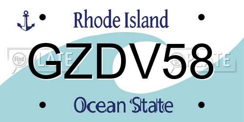GZDV58 Rhode Island License Plate