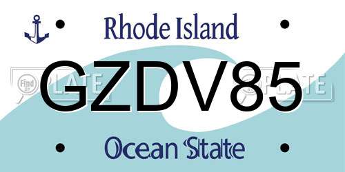 GZDV85 Rhode Island License Plate