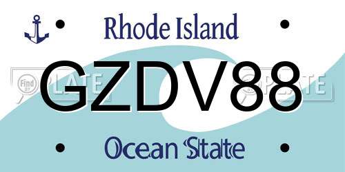 GZDV88 Rhode Island License Plate