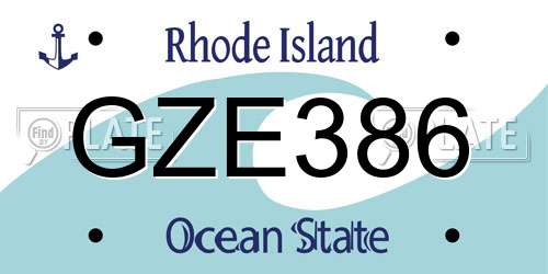GZE386 Rhode Island License Plate