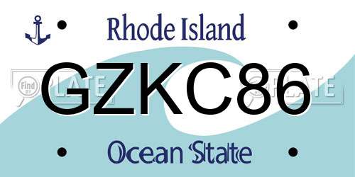GZKC86 Rhode Island License Plate