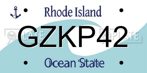 GZKP42 Rhode Island License Plate
