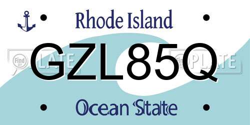GZL85Q Rhode Island License Plate