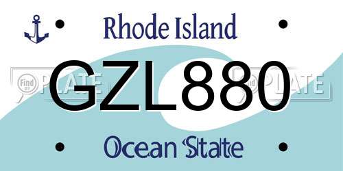 GZL880 Rhode Island License Plate