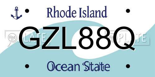 GZL88Q Rhode Island License Plate