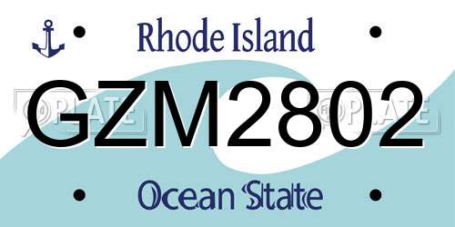 GZM2802 Rhode Island License Plate