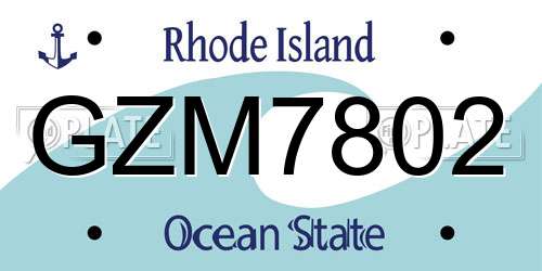 GZM7802 Rhode Island License Plate