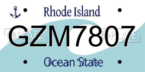 GZM7807 Rhode Island License Plate