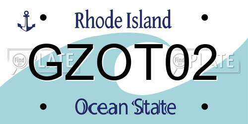 GZOT02 Rhode Island License Plate