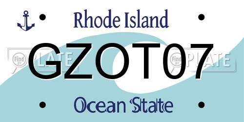 GZOT07 Rhode Island License Plate