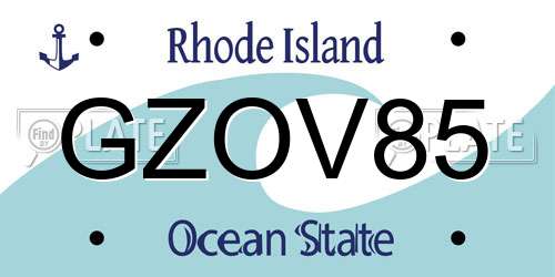 GZOV85 Rhode Island License Plate