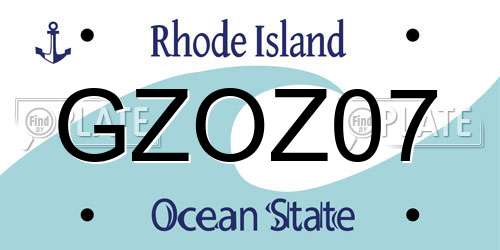 GZOZ07 Rhode Island License Plate