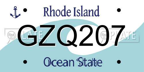 GZQ207 Rhode Island License Plate