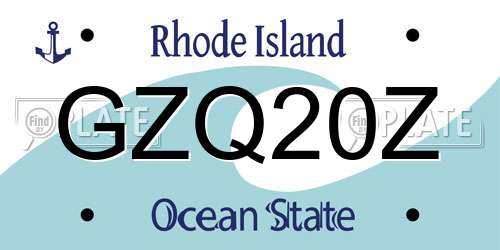 GZQ20Z Rhode Island License Plate