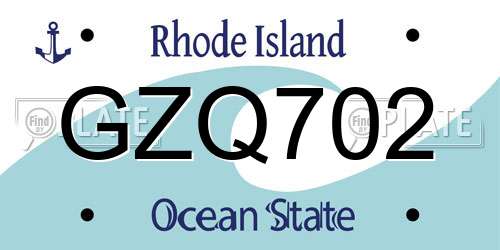 GZQ702 Rhode Island License Plate