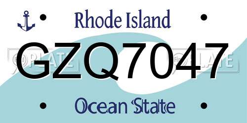 GZQ7047 Rhode Island License Plate