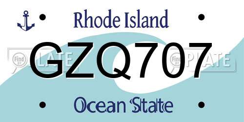 GZQ707 Rhode Island License Plate
