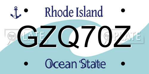 GZQ70Z Rhode Island License Plate