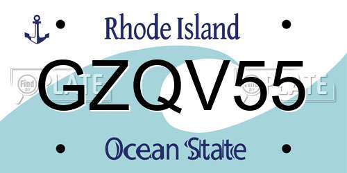 GZQV55 Rhode Island License Plate