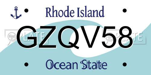GZQV58 Rhode Island License Plate