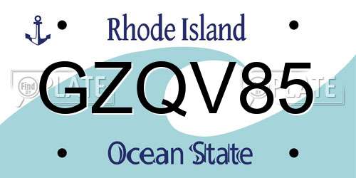 GZQV85 Rhode Island License Plate