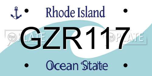 GZR117 Rhode Island License Plate