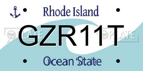 GZR11T Rhode Island License Plate