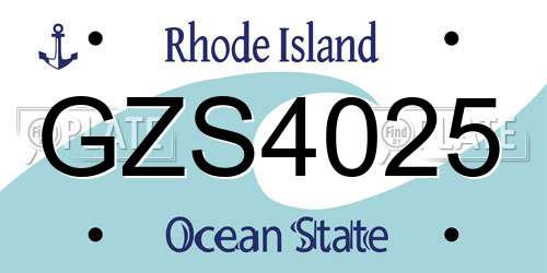 GZS4025 Rhode Island License Plate