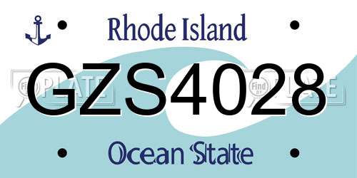 GZS4028 Rhode Island License Plate