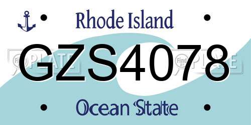 GZS4078 Rhode Island License Plate