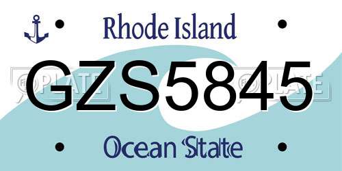 GZS5845 Rhode Island License Plate