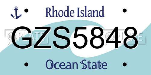 GZS5848 Rhode Island License Plate