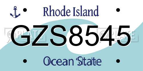 GZS8545 Rhode Island License Plate