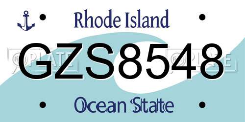 GZS8548 Rhode Island License Plate