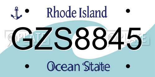 GZS8845 Rhode Island License Plate