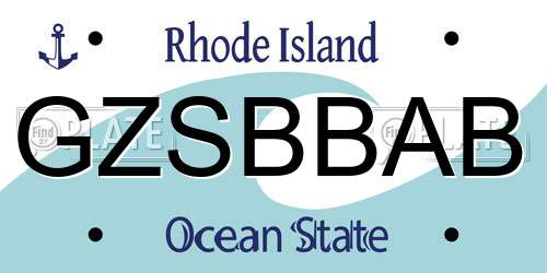 GZSBBAB Rhode Island License Plate