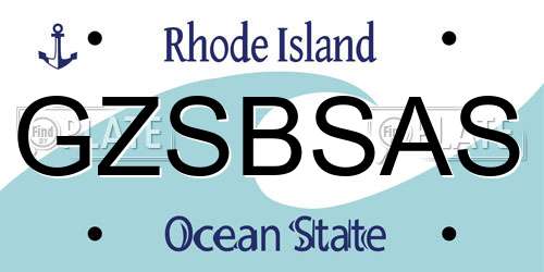GZSBSAS Rhode Island License Plate