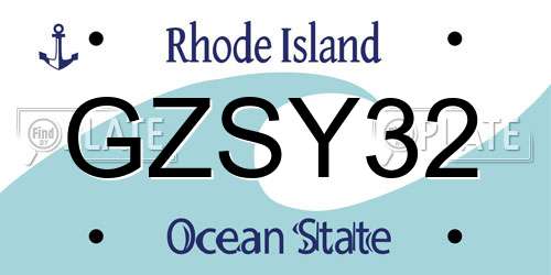 GZSY32 Rhode Island License Plate