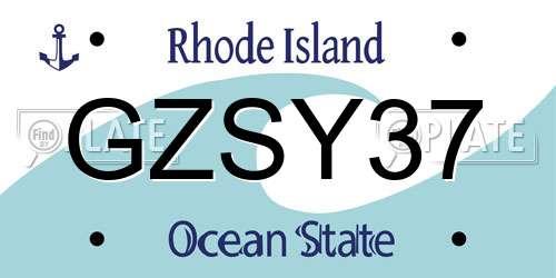 GZSY37 Rhode Island License Plate